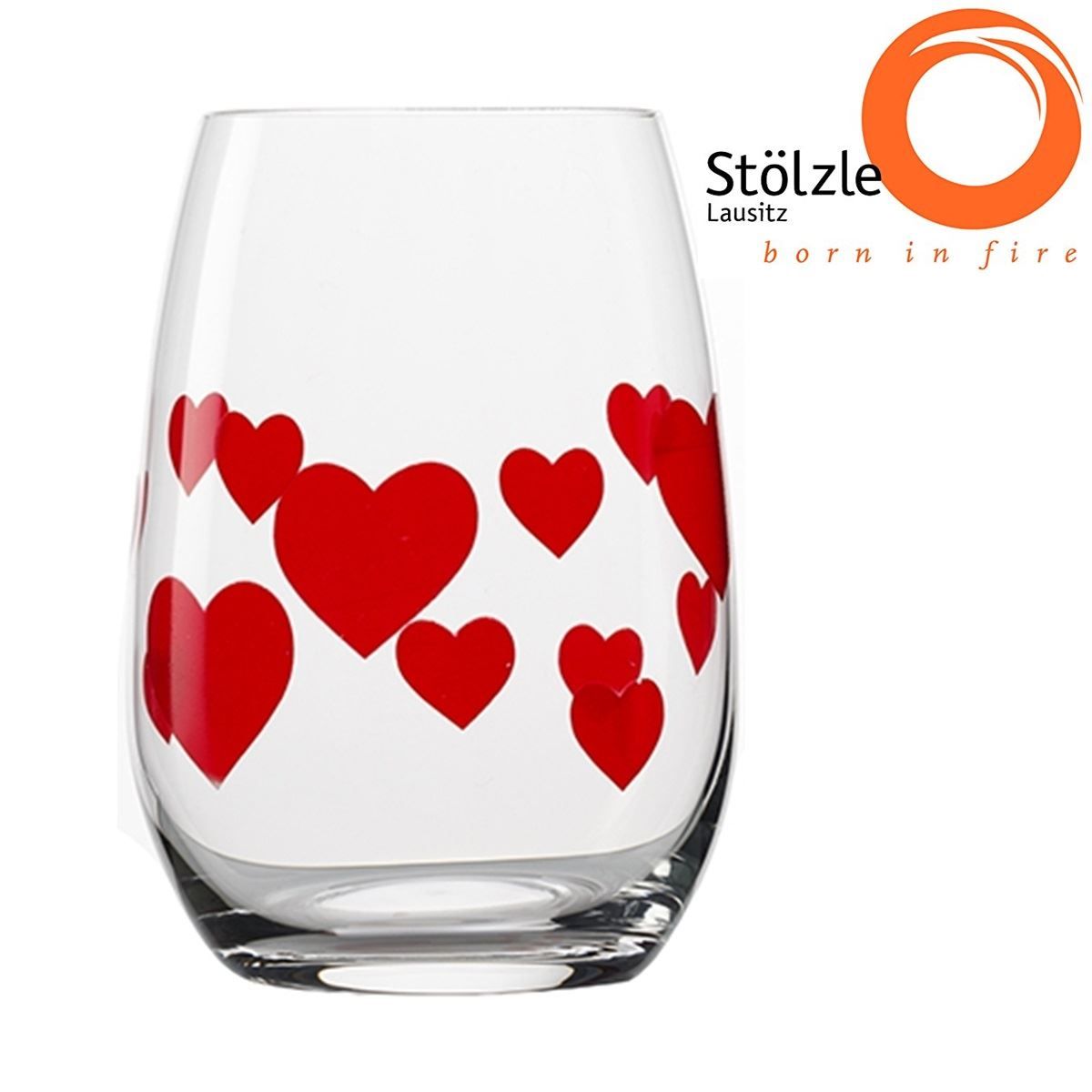 Bicchieri: Trinkglas (Becher) mit roten Herzen – Nuovo e nell'imballaggio originale da Wettingen venduto da kochshop 1
