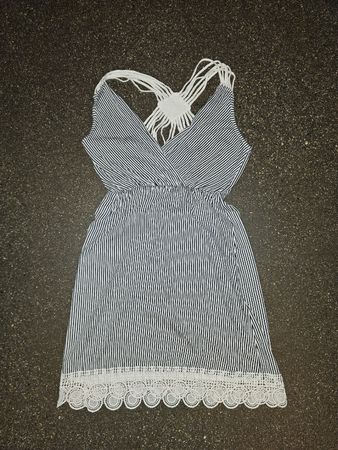 AMDS Jeans Kleid gestreift mit Spitze Grösse S