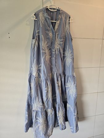 Damen-Sommerkleid, blau mit Stickerei, Grösse: L