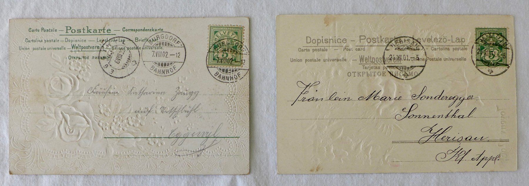 Cartes postales: 2 x gestickte Seidenkarten – D'occasion à Wallisellen par aloa09 1