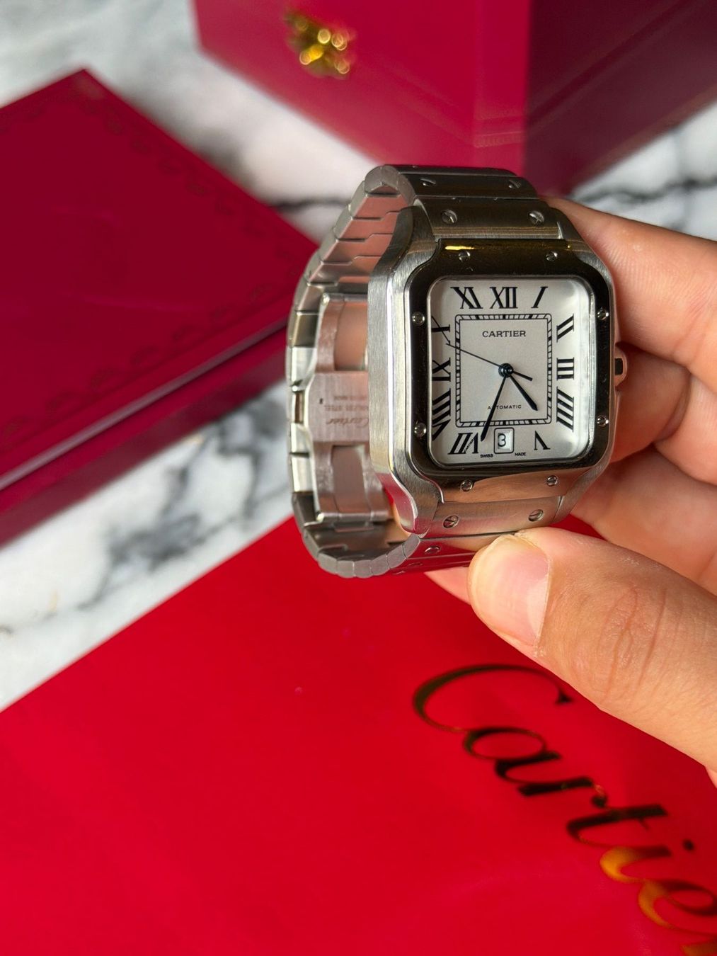 Orologi: Automatic Watch – Santos Style Large Edition – Usato da Unterterzen venduto da b.aron 1