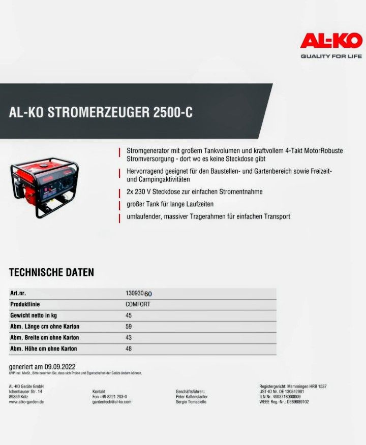 Generatori di corrente: Leistungsstarker Stromerzeuger/Notstromaggregat – Nuovo e nell'imballaggio originale da Ettingen venduto da Rubbl 1