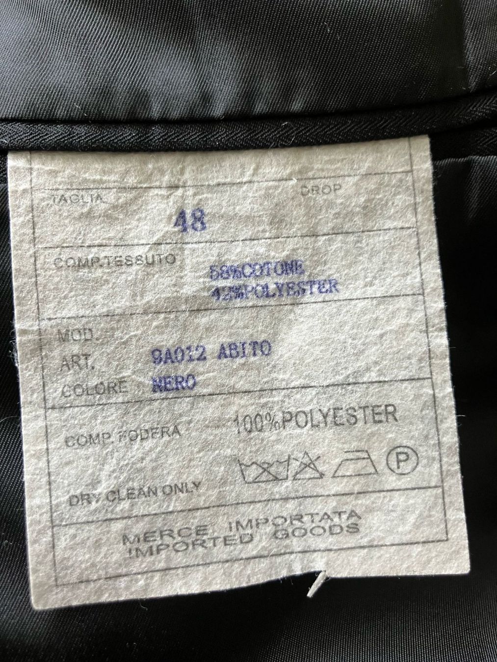 Completi: Completo uomo nero tg.48 Spix – Usato da Melano venduto da H-Sara 2