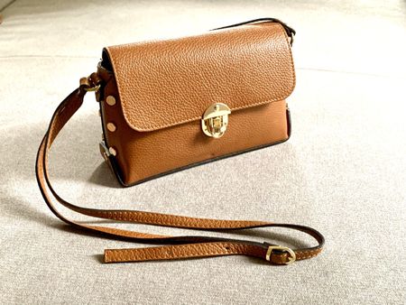 Damen Leder Schultertasche im Cognac