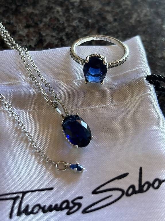 Ketten: Collier et bague zircons bleus neuf – Neu (gemäss Beschreibung) aus Perroy von barballalla 1