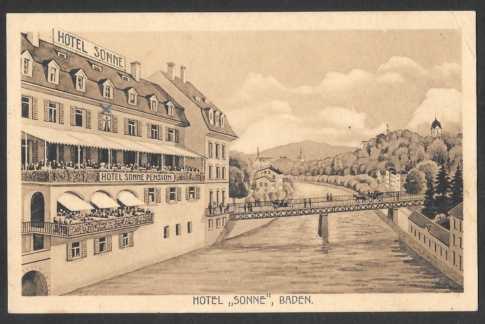 Cartoline postali: Baden Hotel Sonne Pension – Usato da Olten venduto da clotaldi