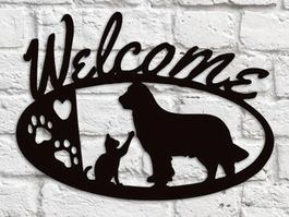Welcome Schild Hund / Katze (Metall)