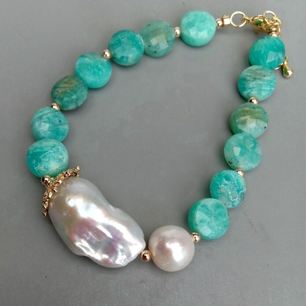 Armbänder & -reifen: Wunderbar Amazonit Perlen Armband und Perle 20.3 cm Bracelet – Neu (gemäss Beschreibung) aus Prilly von ilyria73 5