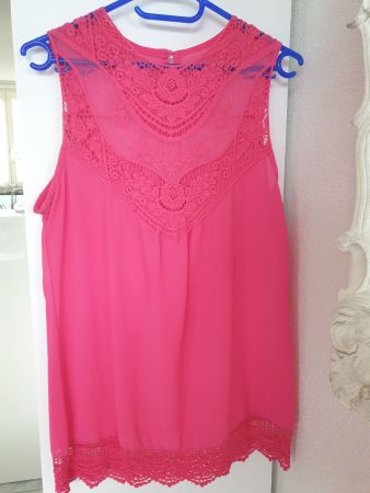 Bluse Tunika Spitze Pink Sommerbluse Sommer Top Damenbluse