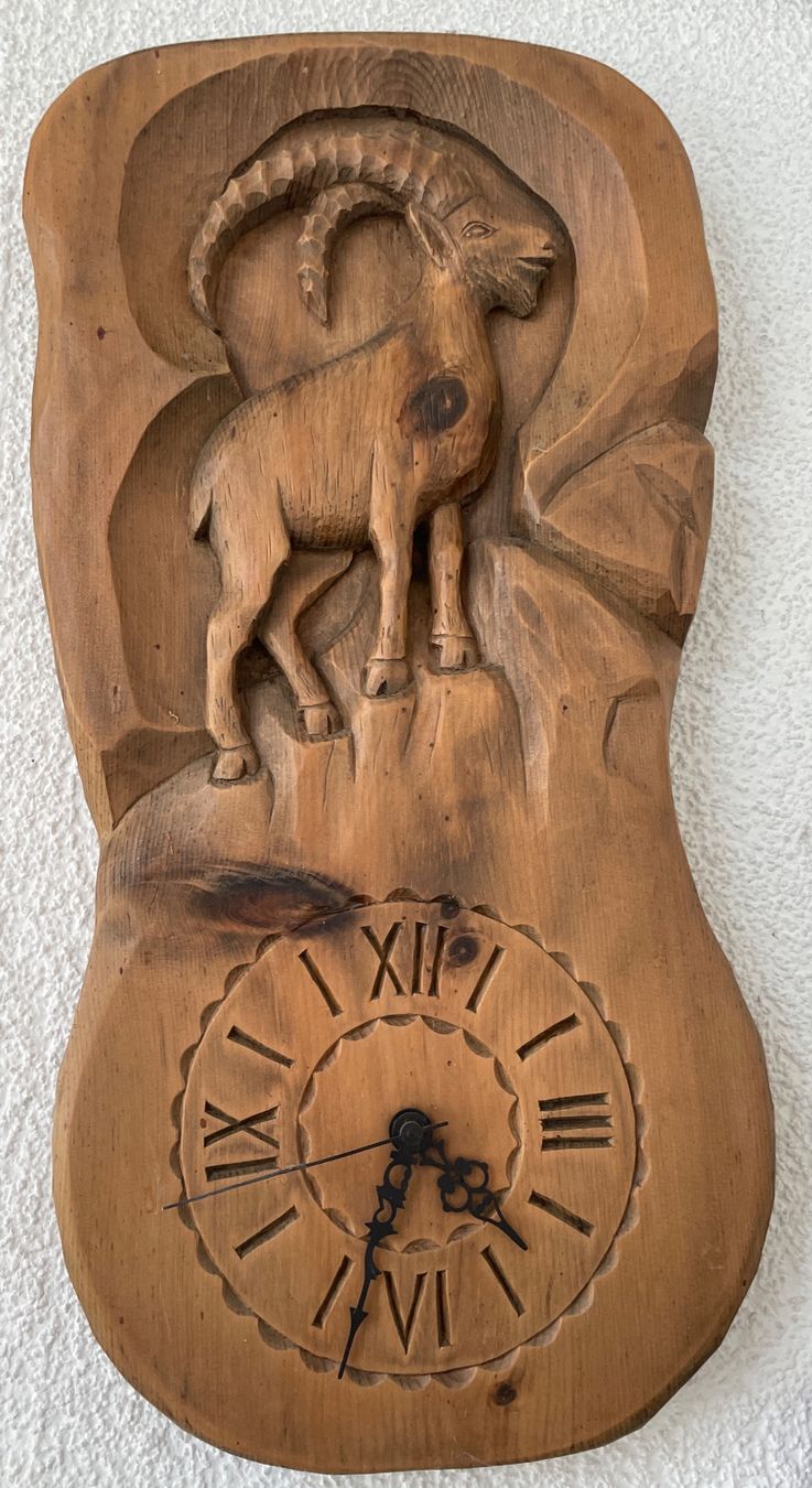 Xilografie: Holzschnitt - Steichbock Uhr – Usato da Kleinlützel venduto da Schatzkiste_Laufen