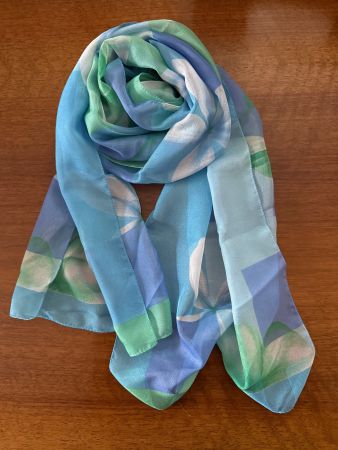 Schal blau-grün mit Blumenmuster guter Zustand