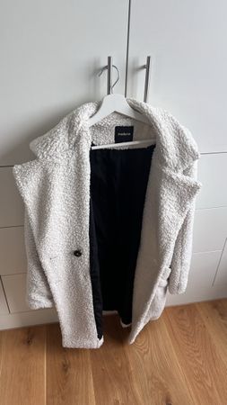 Zebra Teddyfell Mantel / Borg Coat – Weiss/Creme (Grösse M)