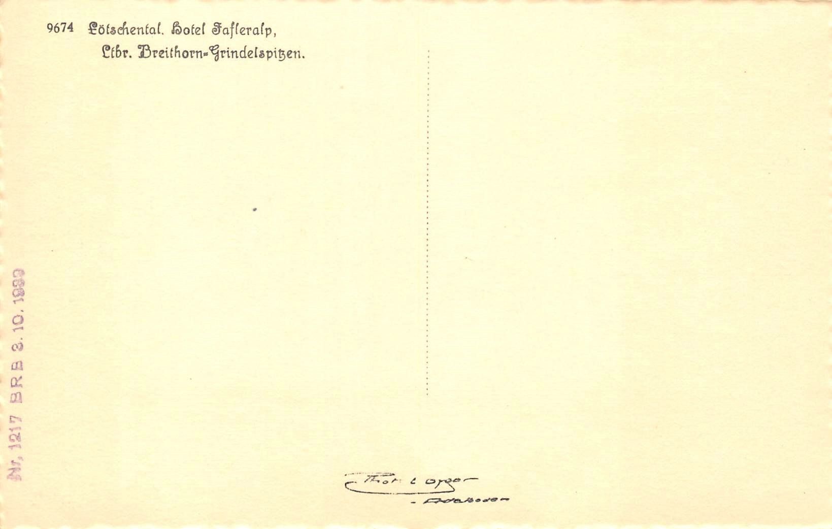 Cartoline postali: Lötschental, Fafleralp, E. Gyger – Usato da Ottikon b.Kemptth. venduto da Neptun1974 1
