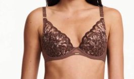 Chantelle BH Unterwäsche Leo Print Spitze Braun Gr. 80E