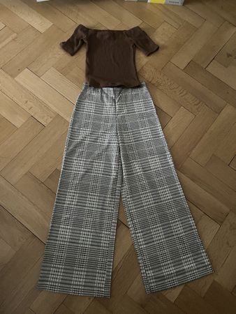 Damen Pullover braun und Hose Karo Grösse XS H&M