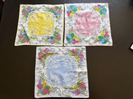 Taschentücher-Set Blumenmotiv 3 Stück, guter Zustand