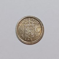 1/10 Gulden 1912 Niederländisch Indien unz