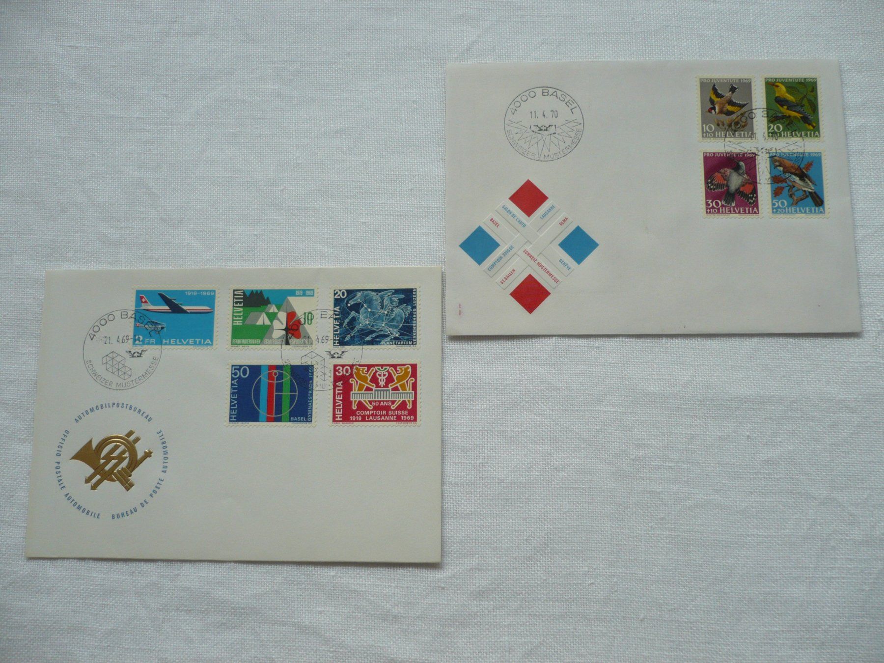 Tutti i francobolli: 1969 / 70 2 Belege MUBA – Usato da Zürich venduto da saltandpepper008