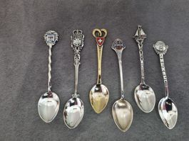 Souvenir Löffel Set 6 Stück Städte Schweiz & Ausland 8/900er