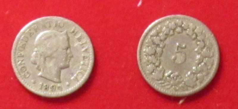 Toutes les monnaies: 5 Rappen 1894 – D'occasion à Allschwil par Coinfreak
