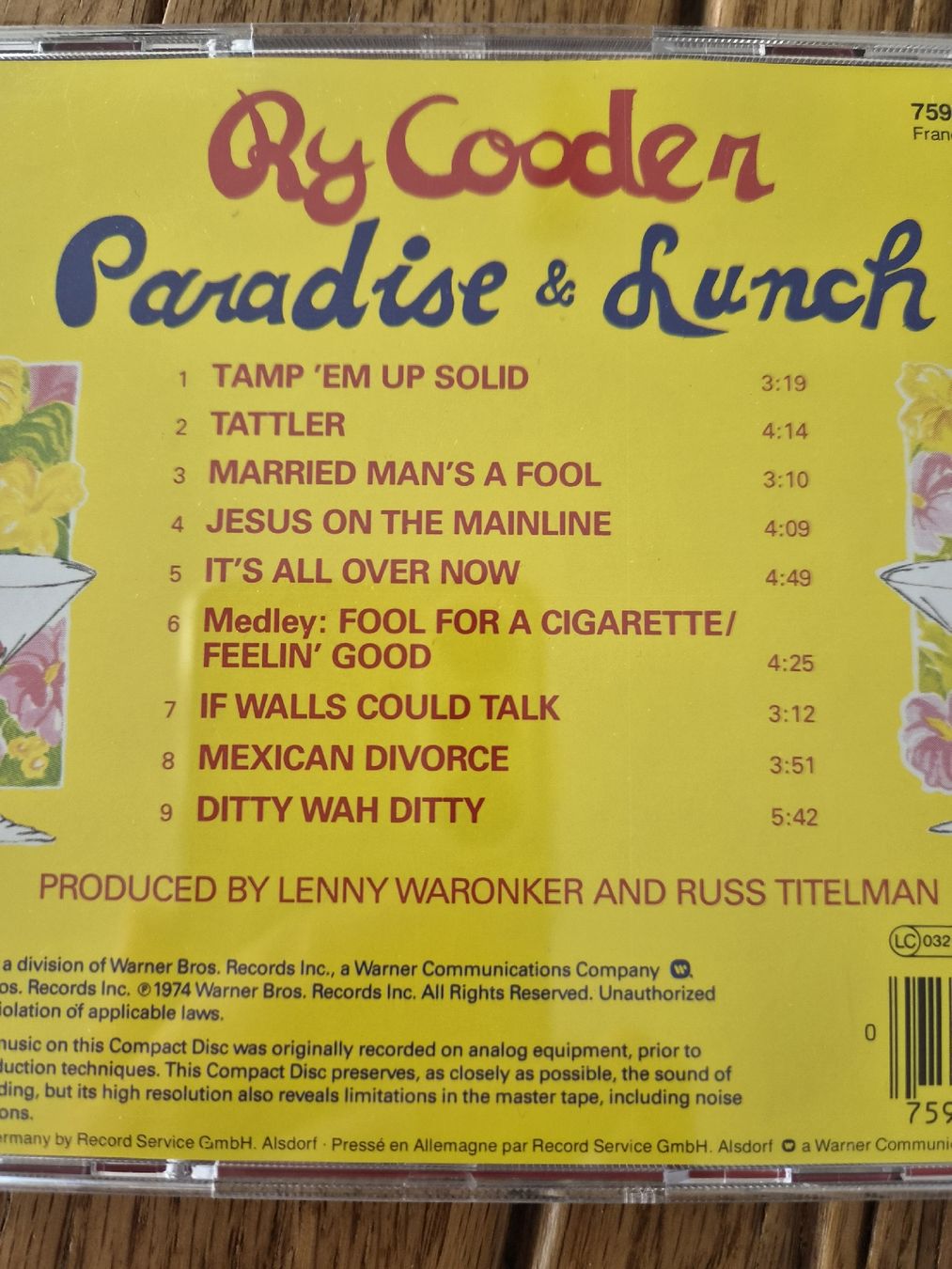 CD: RY COODER PARADISE AND LUNCH – Usato da Zofingen venduto da Tinpan 2
