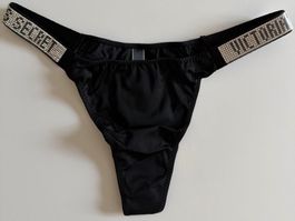 Victoria's Secret Thong Black Size M/M with rhinestones