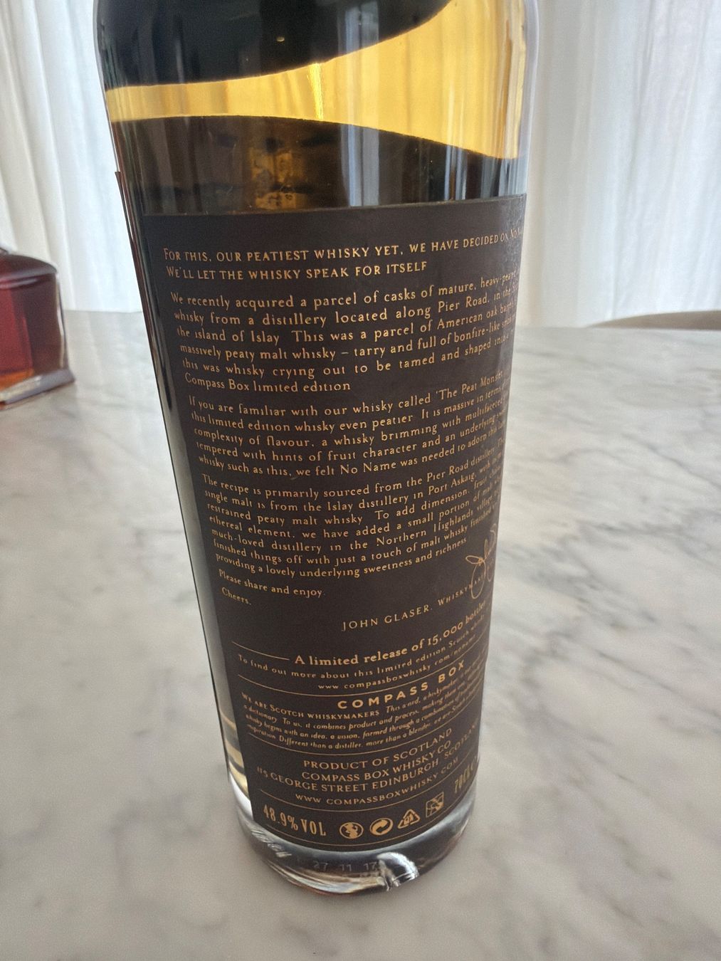 Spiritueux: Compass Box No Name  limited edition Scotch Whisky – D'occasion à Roggwil TG par est_r5x7 2