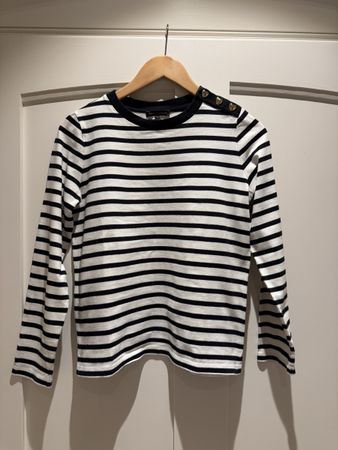 Ara Jarmon Striped Top Size S with Gold Button Detail