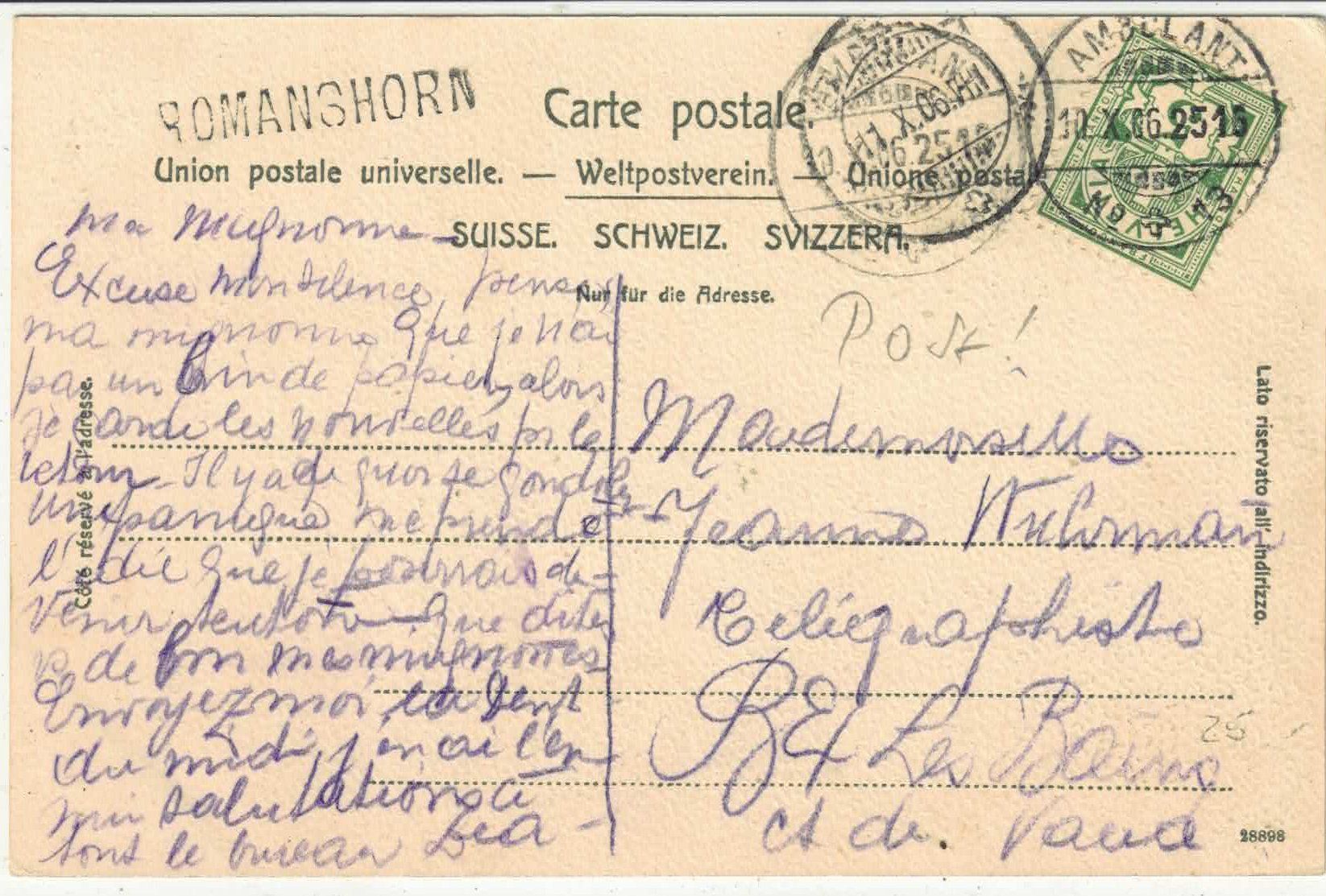 Cartoline postali: Romanshorn - Postgebäude - animee - coloriert – Usato da Ettingen venduto da Kartenplanet 1