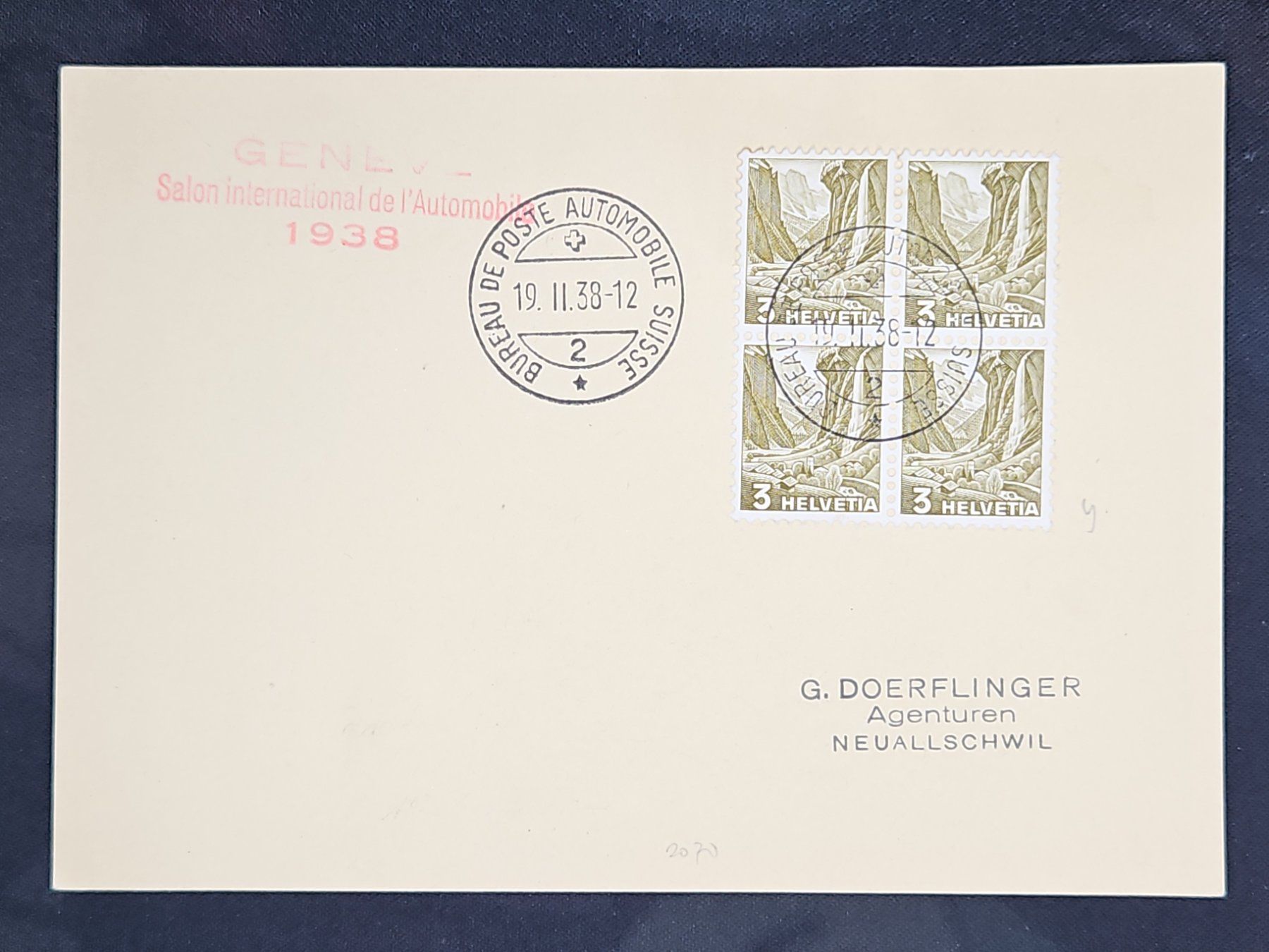 Tutti i francobolli: CL23 Carte Postale + Timbre Suisse 1938 – Usato da Cousset venduto da Patrick_Collections
