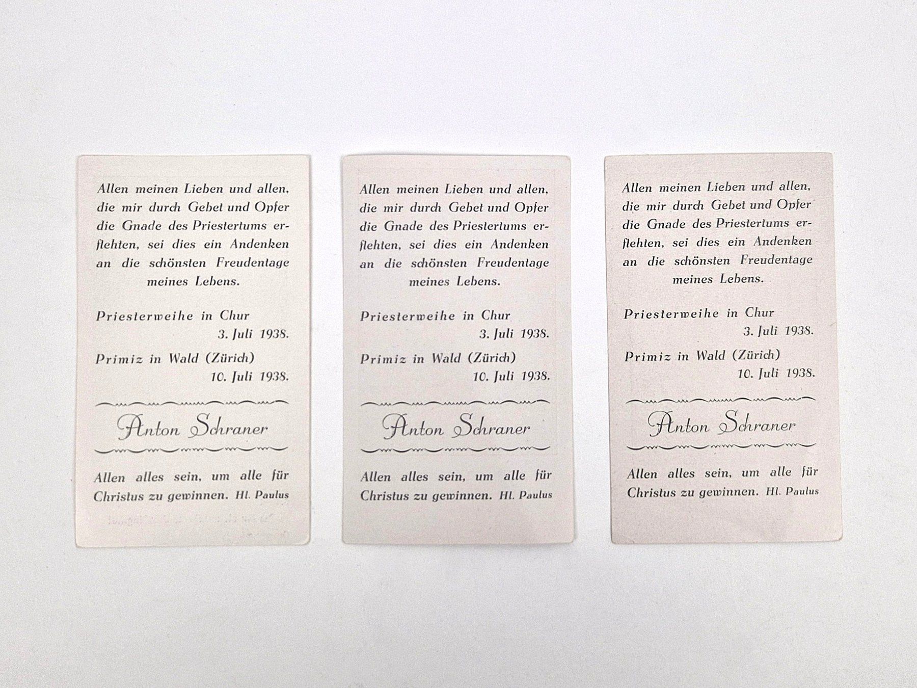 Foto & Immagini: 3 Primizbildchen Anton Schraner 1938 – Usato da Basel venduto da Restwert_Basel 1