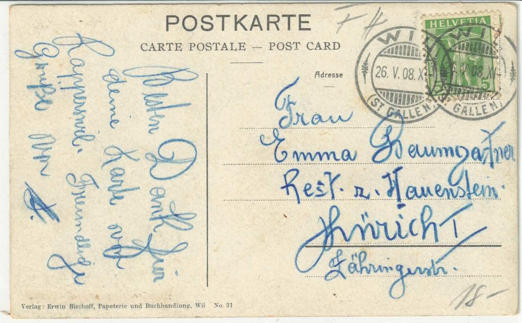Cartoline postali: Wil SG - Generalansicht - Litho – Usato da Ettingen venduto da Kartenplanet 1