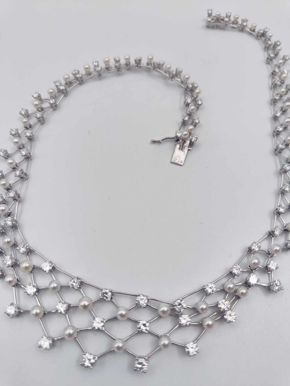 Catenine: PERLEN DIAMANT COLLIER IN 950 PLATIN – Usato da Luzern venduto da EdiGem 4