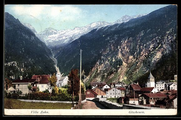 Cartoline postali: Göschenen, Teilansicht mit Villa Zahn – Usato da Berlin venduto da bartko-reher