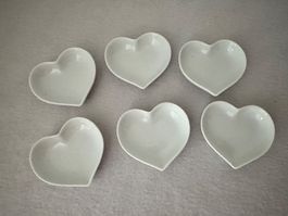 Elegante Apero-Dessert Herzen - Porzellan - Party - 6-er Set