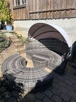 TecTake Rattan-Sonneninsel Santorin grau
