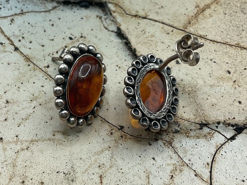 Ohrringe & -stecker: Vintage Ohrstecker Sterlingsilber mit Bernstein – Gebraucht aus Luzern von S.Kern01 2