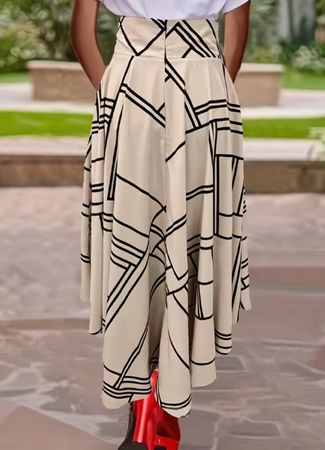 Chic Gonna con cintura - Motivo geometrico!-M/L-nuova