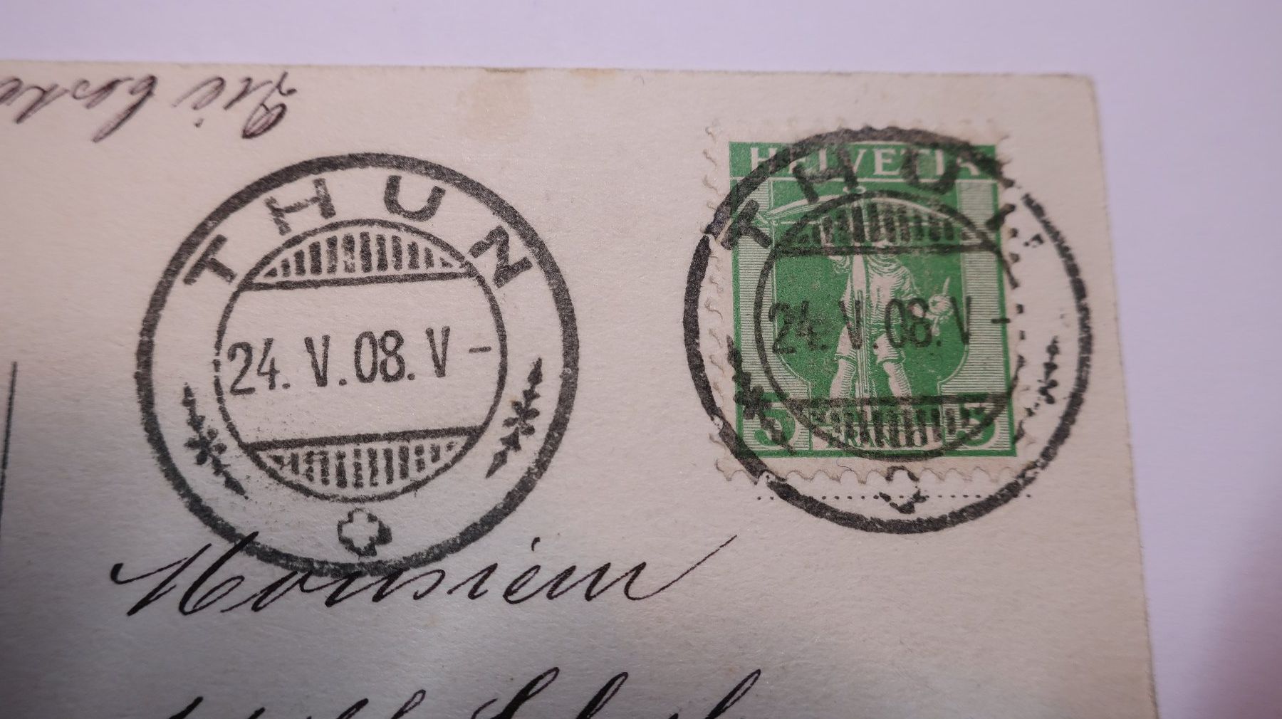 Ansichtskarten: Thun mit Stockornkette 1908 – Gebraucht aus Cormoret von Pascalll2001 3