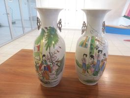 Chinesische Ching Dynasty Porzellan China Vasen 2er Set 57cm