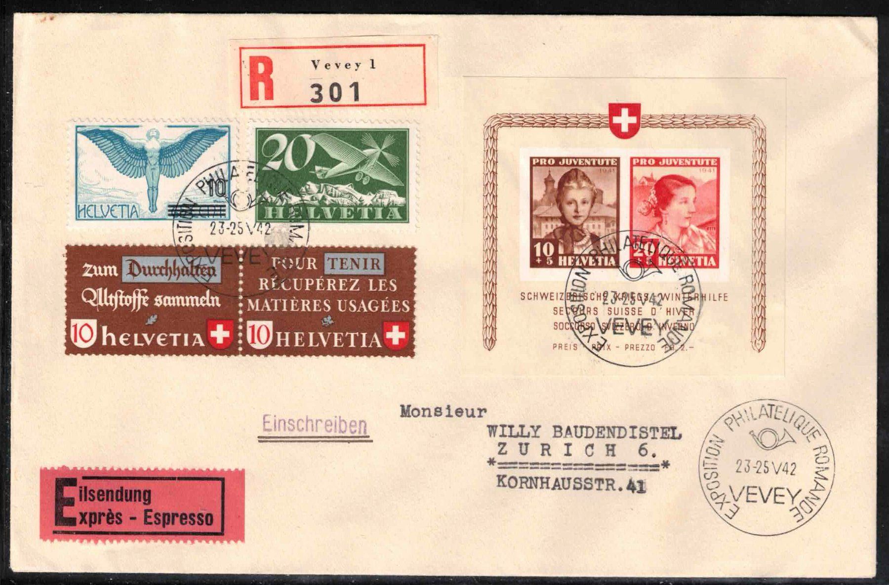 Alle Briefmarken: Pro Juventute Block 1941 J98/J99 auf Brief – Neu (gemäss Beschreibung) aus Nuglar von Stamp88