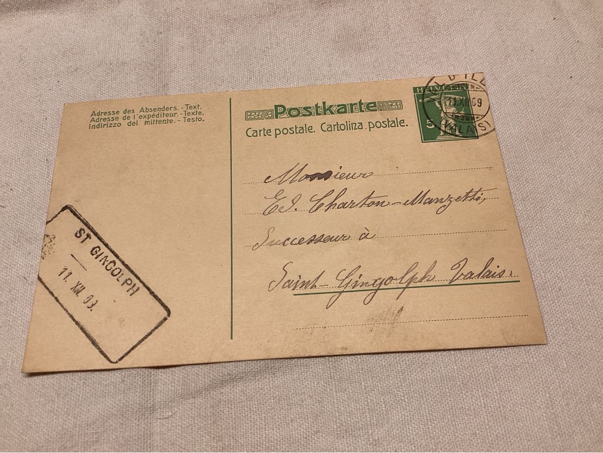 Cartoline postali: St. GINGOLPH cachet de remplacement 1909 sur entier – Usato da Luc (Ayent) venduto da Rebouille