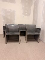 4er Set Italienische Leder Armlehnstühle Grau von Cappellini