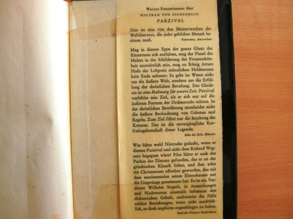 Bücher: Parzival-Wolfram von Eschenbach, in Prosa – Gebraucht aus Grenchen von Kogi7 2