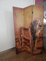 Paravent mit Löwen und Zebras Motiv 3-teilig