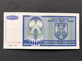 Knin 1993 - Republika Srpska Krajina - 10000000 Dinara