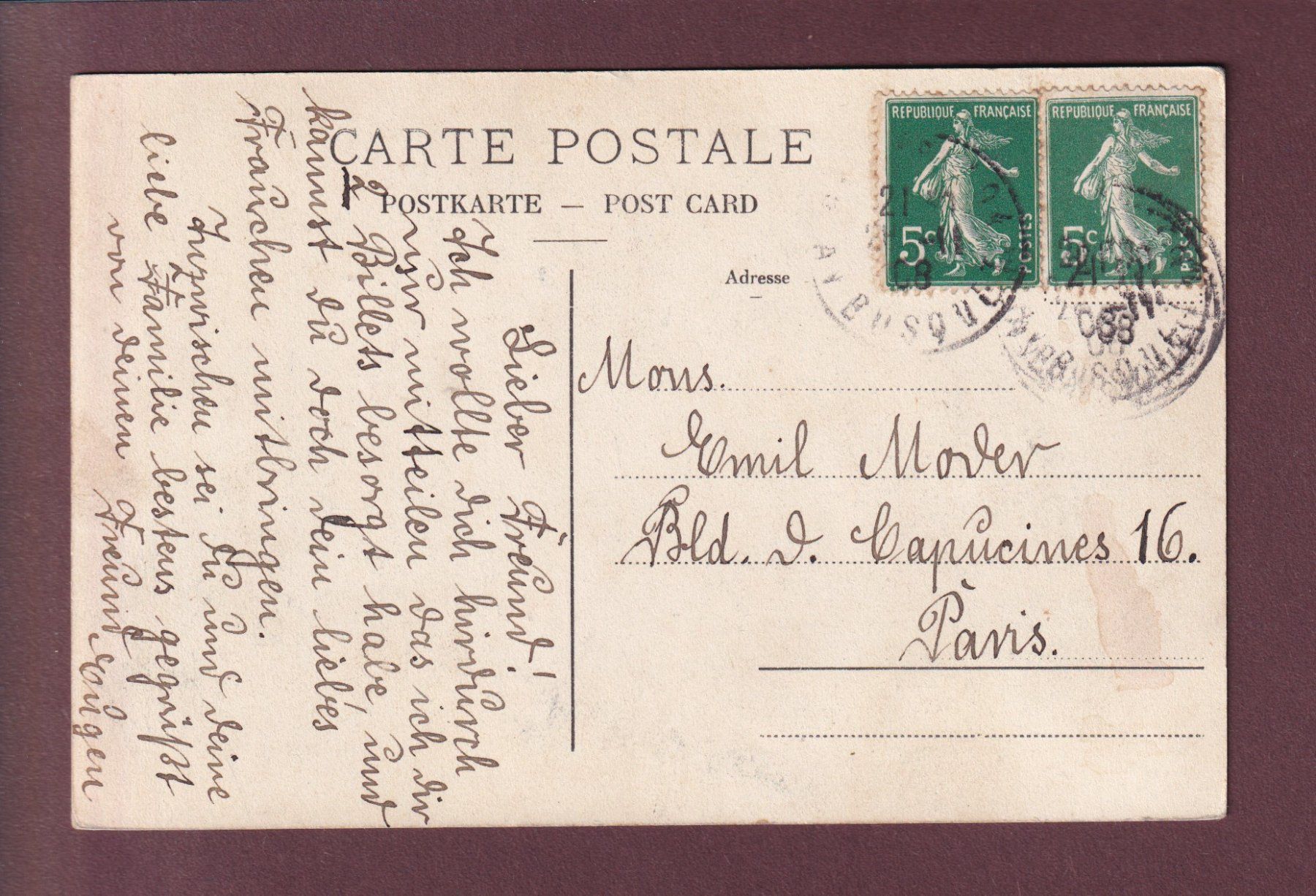 Cartoline postali: ZÜRICH von der Quaibrücke - 1908 – Usato da Pully venduto da nicecards 1