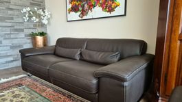 Designer Ledercouch braun mit weisser Naht, top Zustand