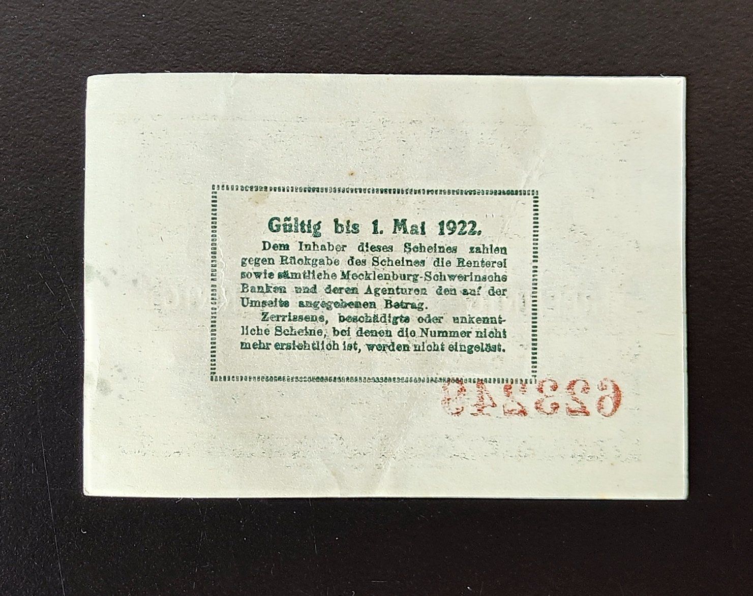 Banconote: Meklenburg-Schwerin Notgeldschein 1922 – Usato da Lenzburg venduto da Dani_Lenzburg 1
