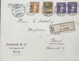 Briefumschlag mit Briefmarken und Stempel Bern 1.11.17